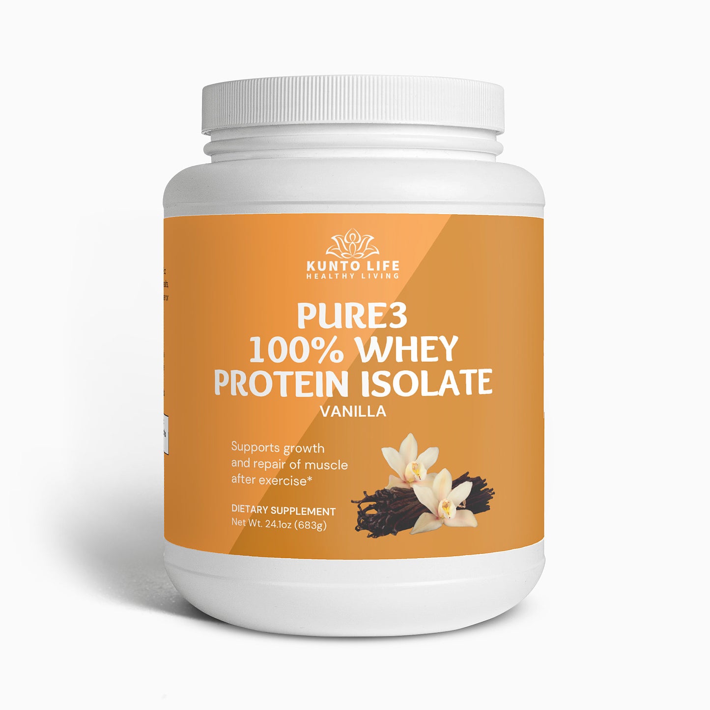 Pure3 100% Whey Protein Isolate (Vanilla) - KuntoLife