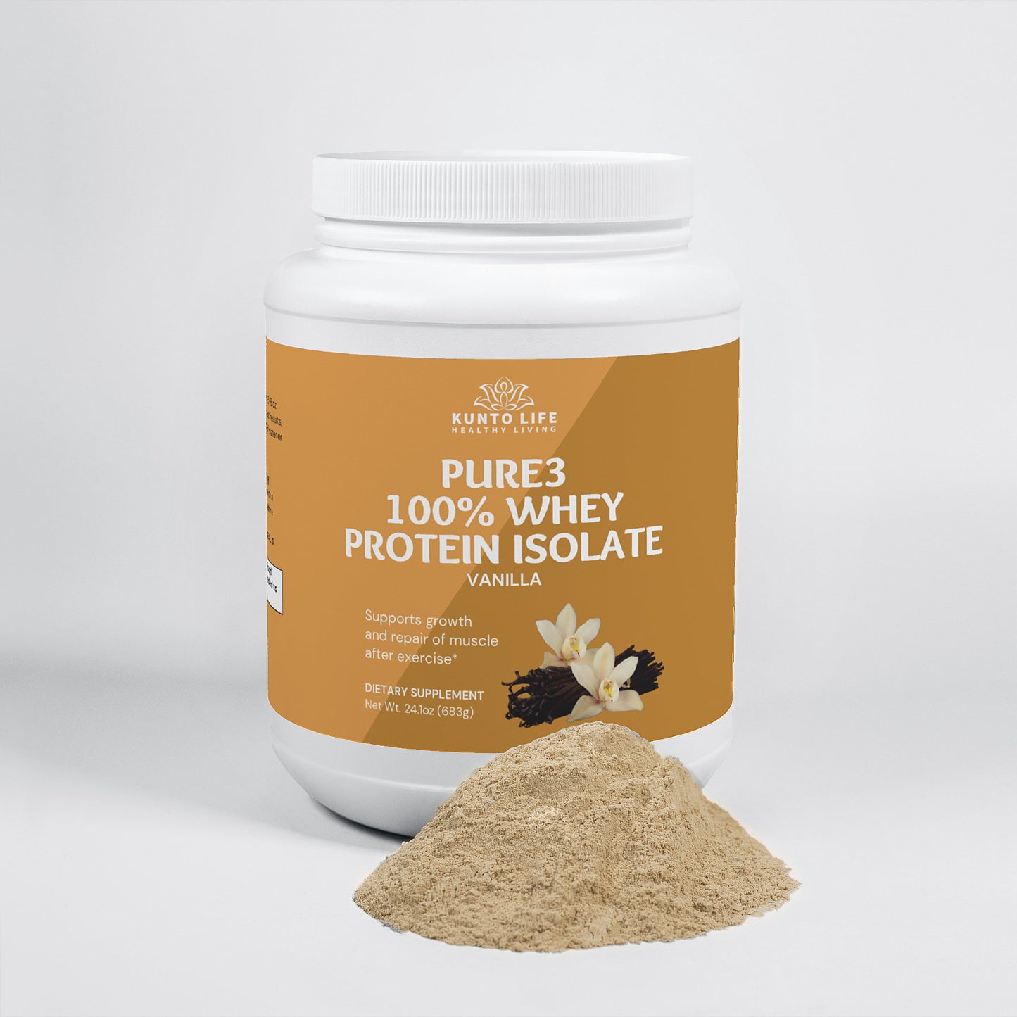 Pure3 100% Whey Protein Isolate (Vanilla) - KuntoLife